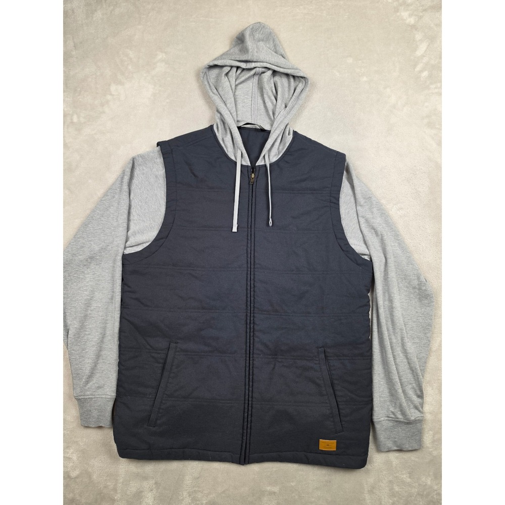 Travis Mathew Scavenger Hoodie Jacket Mens L Blue Gray Layered Look Full Zip